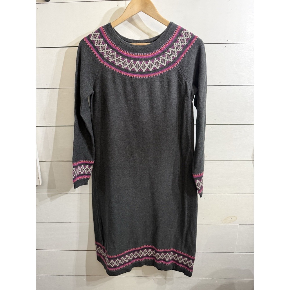 Hanna Andersson Fair Isle Cotton Long Sleeve Knit Sweater Dress‎ Cozy Size Small